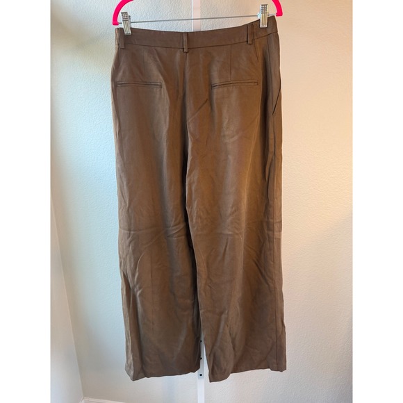 Reformation‎ Brown High Waisted Wide Leg Pleated Pants Women's Size 12 - Picture 4 of 4